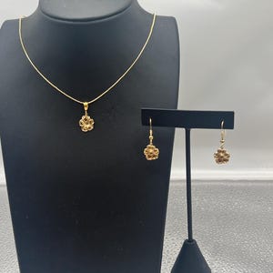 Flower gold filled necklace and earring set.