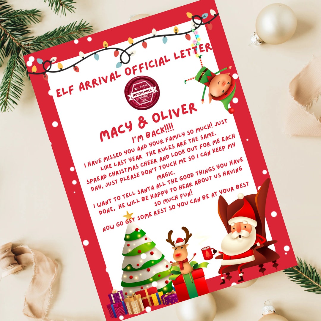 Personalised Elf Arrival Letter, Instant Editable Download, Elf Letter