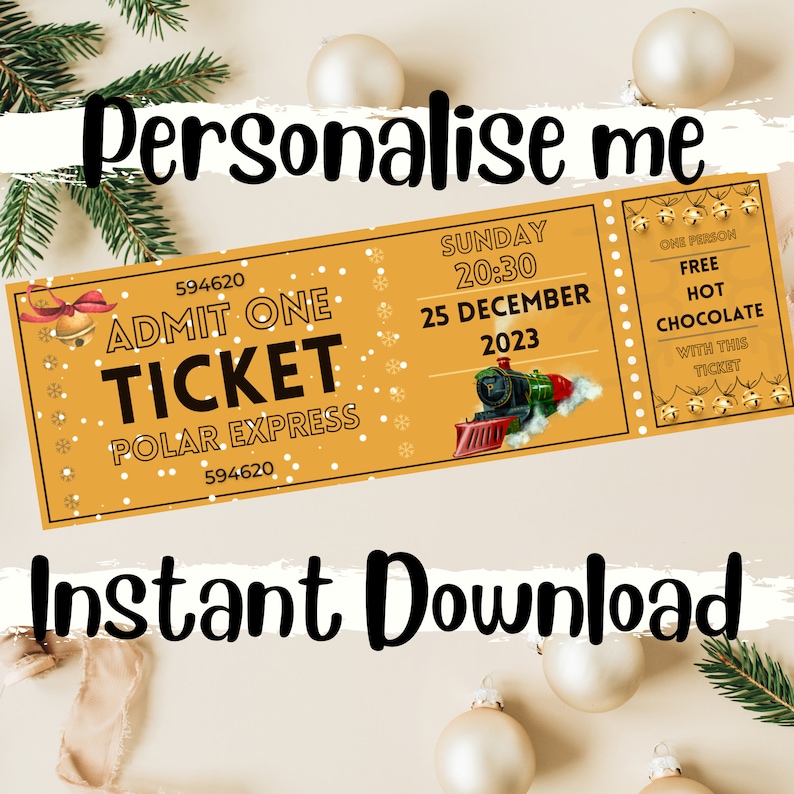Personalised Polar Express Train Ticket, Print at Home Train Ticket