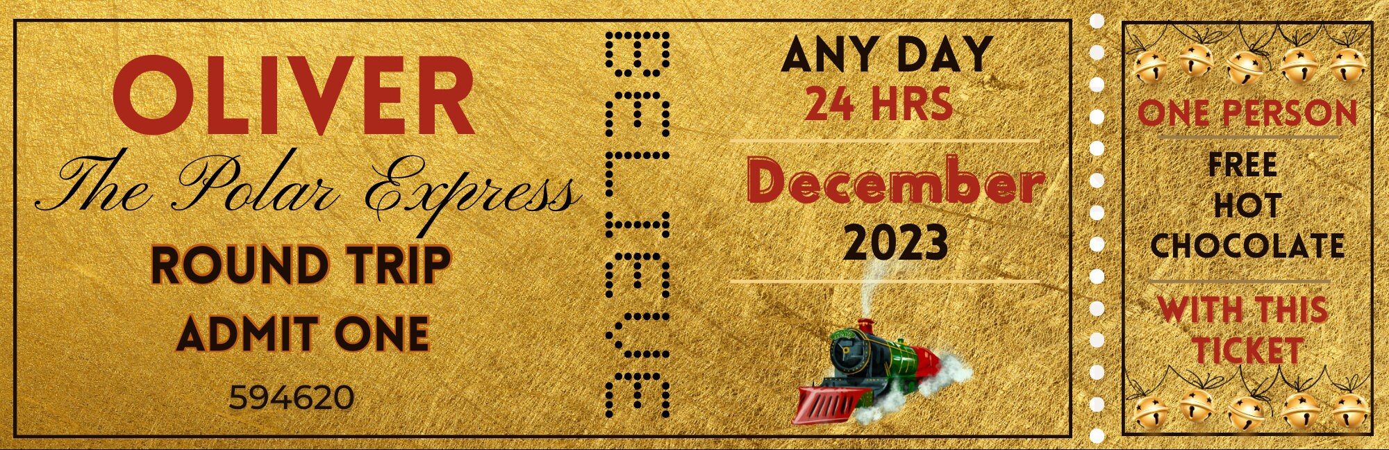 Personalised Polar Express Train Ticket, Print at Home Train Ticket