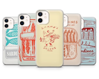 Fish Case Sardines Cover for iPhone 17Pro, 16, 15, 14, 13, 12, Samsung S25, S24, S23Fe, S22, A16, A26, A56, Pixel 10, 9Pro