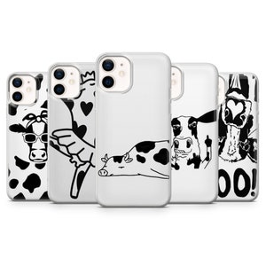 Cow Case Cow Print Cover for iPhone 17Pro, 16, 15, 14, 13, 12, Samsung S25, S24, S23Fe, S22, A16, A26, A56, Pixel 10, 9Pro