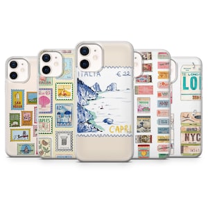 Capa de viagem tipo cartão postal para iPhone 16 15 14 13 Pro 11 XR SE, Samsung S23 S22 A73 A53 A13 A14 S21 Fe S20, Pixel 8 7 6A