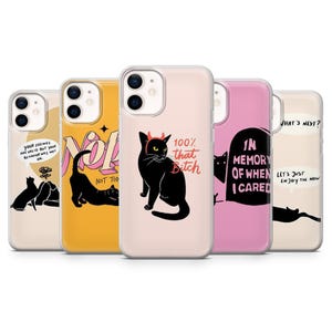 ブラック キャット ケース レディース キャット カバー iPhone 16 15 14 13 Pro 11 XR SE、Samsung S23 S22 A73 A53 A13 A14 S21 Fe S20、Pixel 8 7 6A用