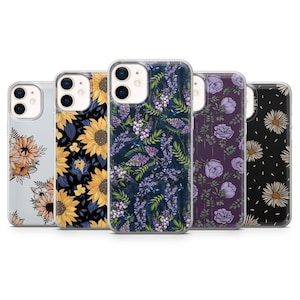 Flower Phone Case plant Cover for iPhone 17Pro, 16, 15, 14, 13, 12, Samsung S25, S24, S23Fe, S22, A16, A26, A56, Pixel 10, 9Pro
