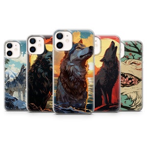 Wolf Case Animal Cover for iPhone 15 14 13 12 Pro 11 XR SE, Samsung S23 S22 A73 A53 A13 A14 S21 Fe S20, Pixel 8 7 6A
