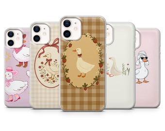 Goose Case Cute Silly Goose Cover for iPhone 17Pro, 16, 15, 14, 13, 12, Samsung S25, S24, S23Fe, S22, A16, A26, A56, Pixel 10, 9Pro