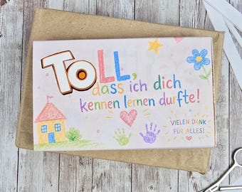 Regalo de despedida con envoltorio de Toffifee para guardería/jardín de infancia, versión "Te quiero", regalo DIY para maestros, cuidadores y niñeras/cuidadores de niños, imprimible