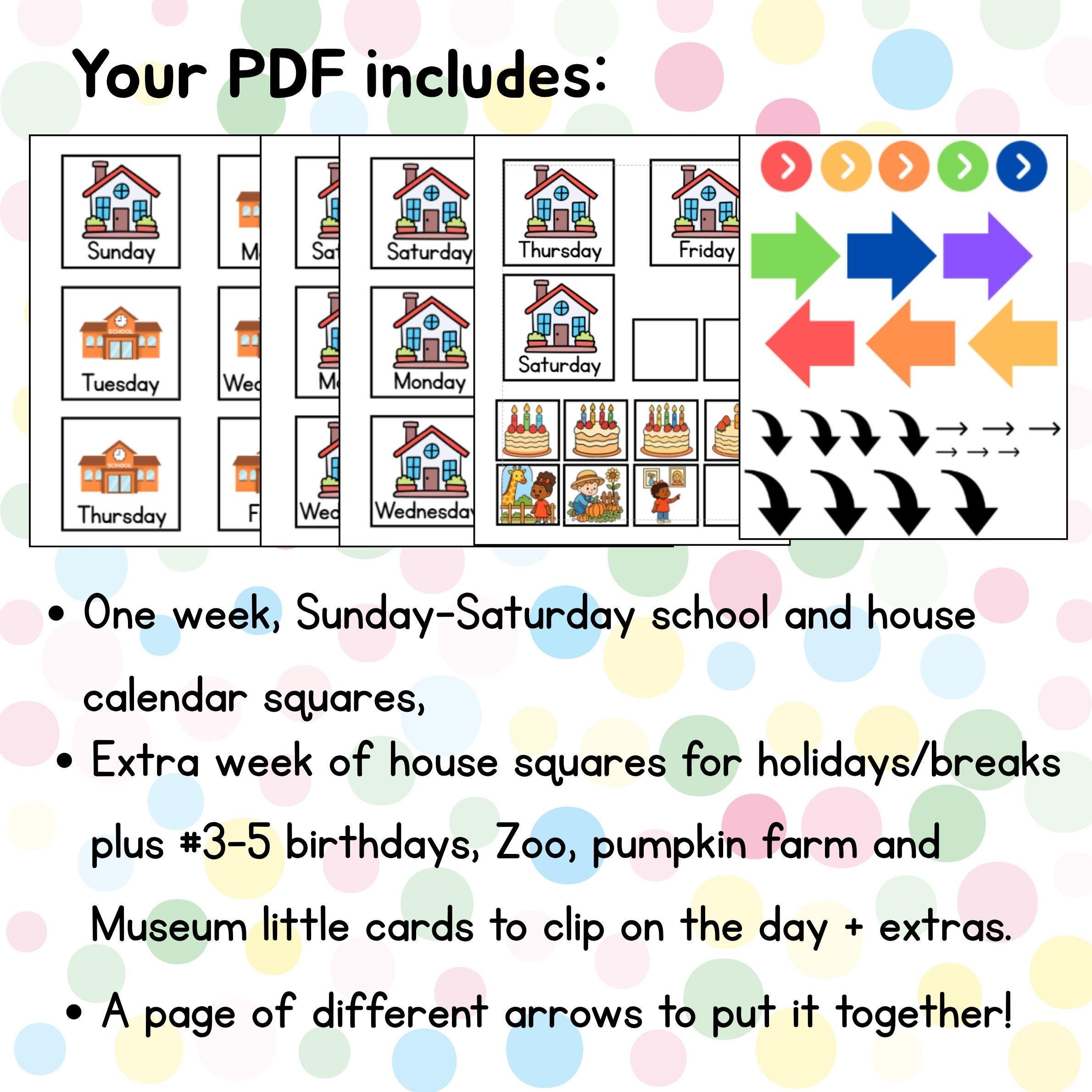 Preschool Visual Calendar | Pre-k Weekly Routine Chart | Printable PDF ...
