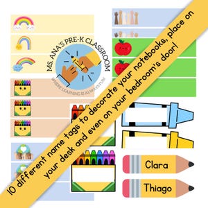 Printable Name Tags for Kids – 10 Cute Designs, 8 Pages – Classroom, Back to School, Write-On Name Labels - PDF Digital Download