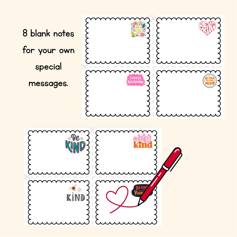 Kindness Lunch Box Notes for Kids – Illustrated Encouragement Cards ...