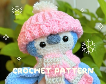 Grande peluche pingouin au crochet | Modèle PDF Amigurumi de pingouin hivernal avec bonnet et écharpe en anglais