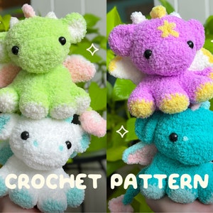 Crochet Baby Dragon Plushie Pattern | Amigurumi Stuffed Animal PDF Pattern in English