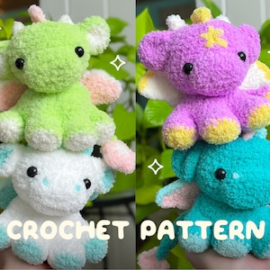 Crochet Baby Dragon Plushie Pattern | Amigurumi Stuffed Animal PDF Pattern in English