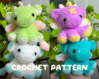 Modèle de peluche bébé dragon au crochet | Modèle PDF animal en peluche Amigurumi en anglais