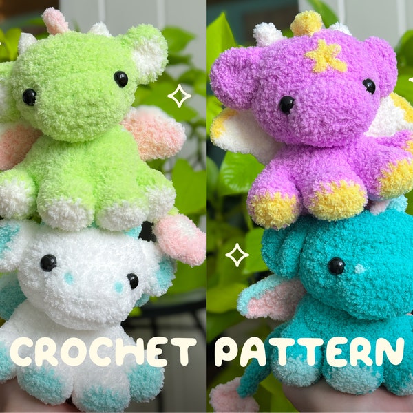 Gehaakt babydraak-knuffelpatroon | Amigurumi knuffeldier PDF-patroon in het Engels