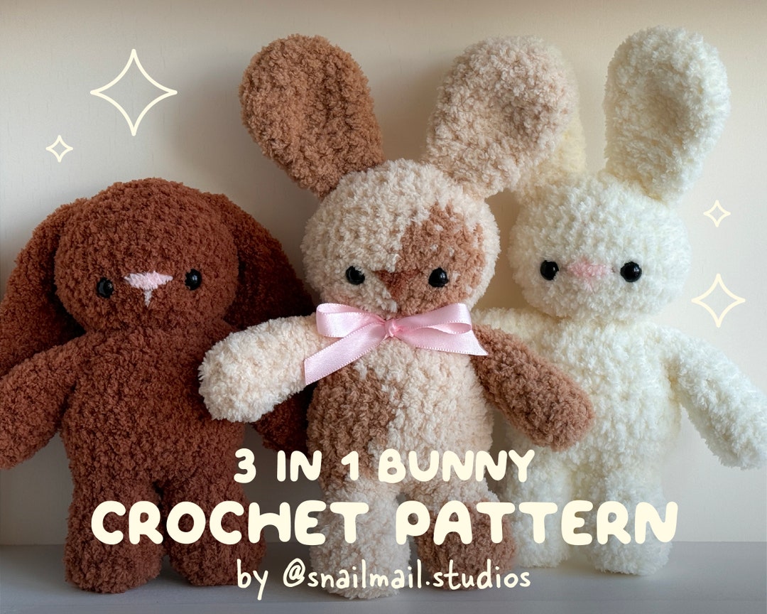 Crochet Baby Bobble Head Bunny 3 in 1 Plushie Pattern | Amigurumi ...