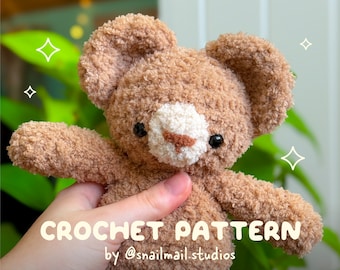 Crochet Baby Bobble Head Bear Plushie Pattern | Amigurumi Teddy Bear PDF Pattern in English