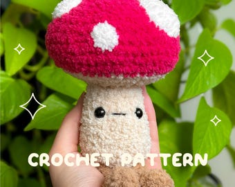 Low-Sew Crochet Mushroom Buddy Plushie Pattern | Amigurumi Toadstool PDF Pattern in English