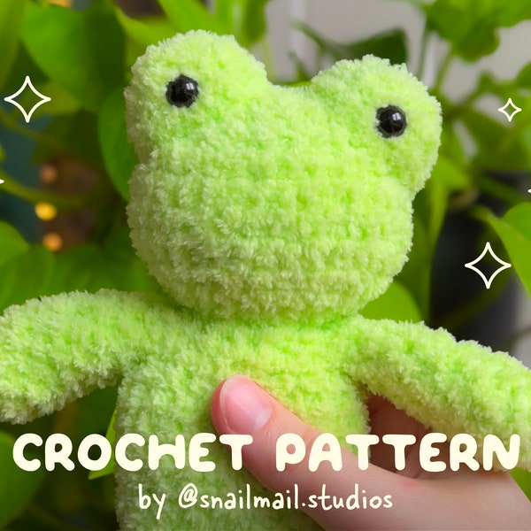 Crochet Baby Bobble Head Frog Plushie Pattern | Amigurumi Frog PDF Pattern in English