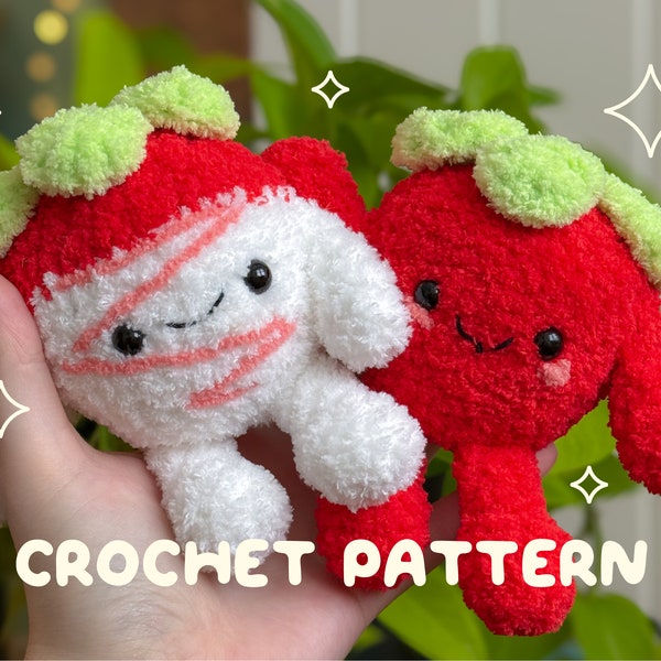 Crochet Strawbuddy Plushie Pattern | Amigurumi Strawberry Fruit PDF Pattern in English