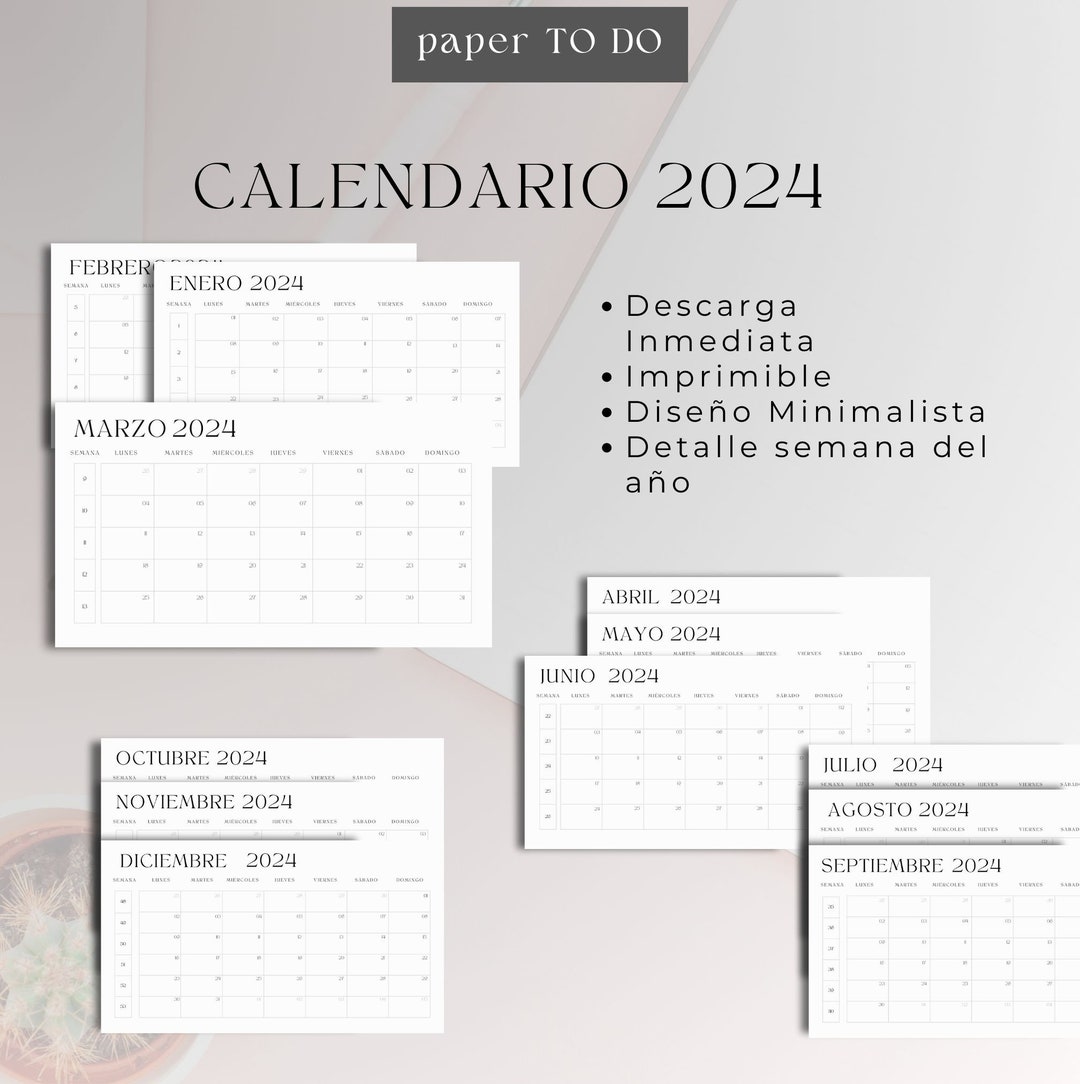 Monthly Calendar 2024 Printable Minimalist Annual Calendar 2024 January ...