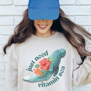 Manatee &#39;Vitamin Sea&#39; Crewneck: Ocean Animal Sweater