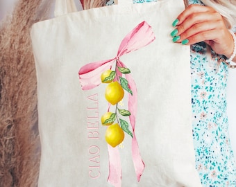 Altes Geld Ästhetische Tasche Italienische Einkaufstasche Italien Einkaufstasche Ciao Bella Tote Blumenmarkttasche Zitrone Tote Citrus Einkaufstasche Italienische Sommertasche