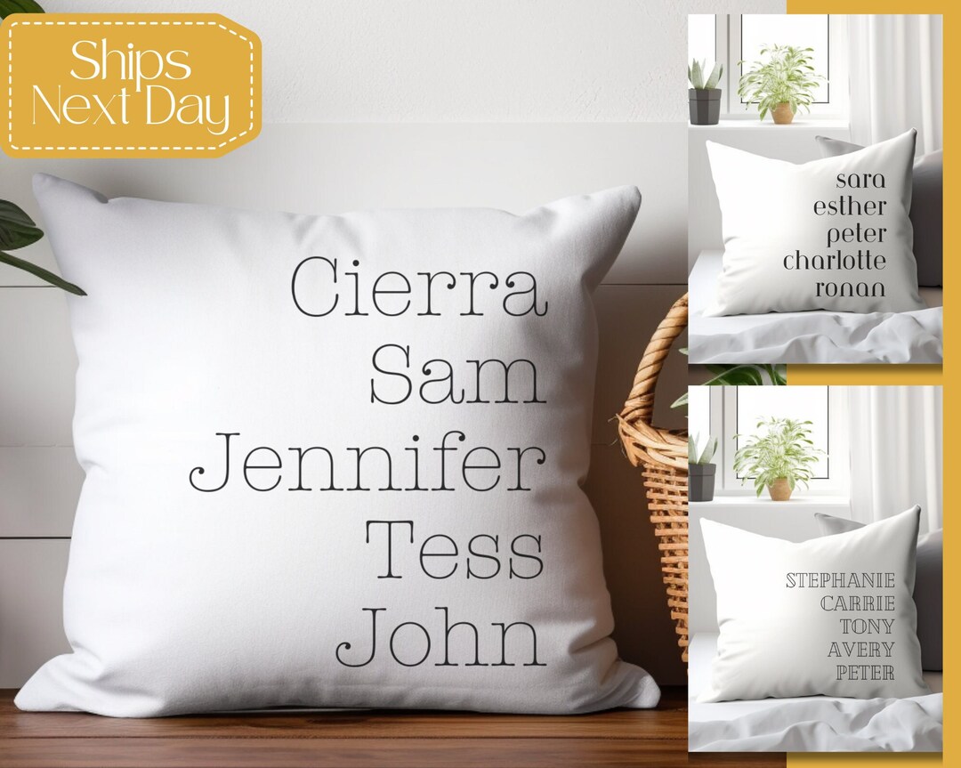 Personalized Family Name Throw Pillow, Customized Housewarming Gift