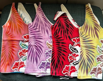1980&#39;s OOAK Floral Tiger Strip Air Brushed Tank Tops by LA artist. Authentic.