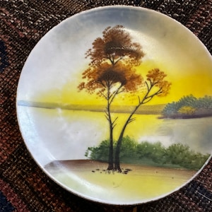 Vintage 40&#39;s Hand Painted 6&quot; Porcelain Plate Made in Japan