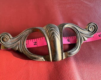Vintage Ornate Scroll Brass Drawer Pull, Hollywood Regency Cabinet Handle