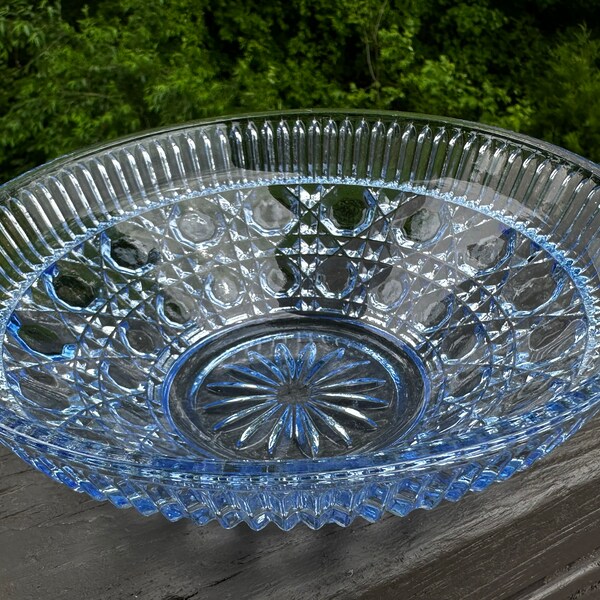 Federal Blue Indiana Glass Windsor Bowl Vintage 1960, MCM Depression Glass, Serving, Dining, Tableware, Holiday, Gift