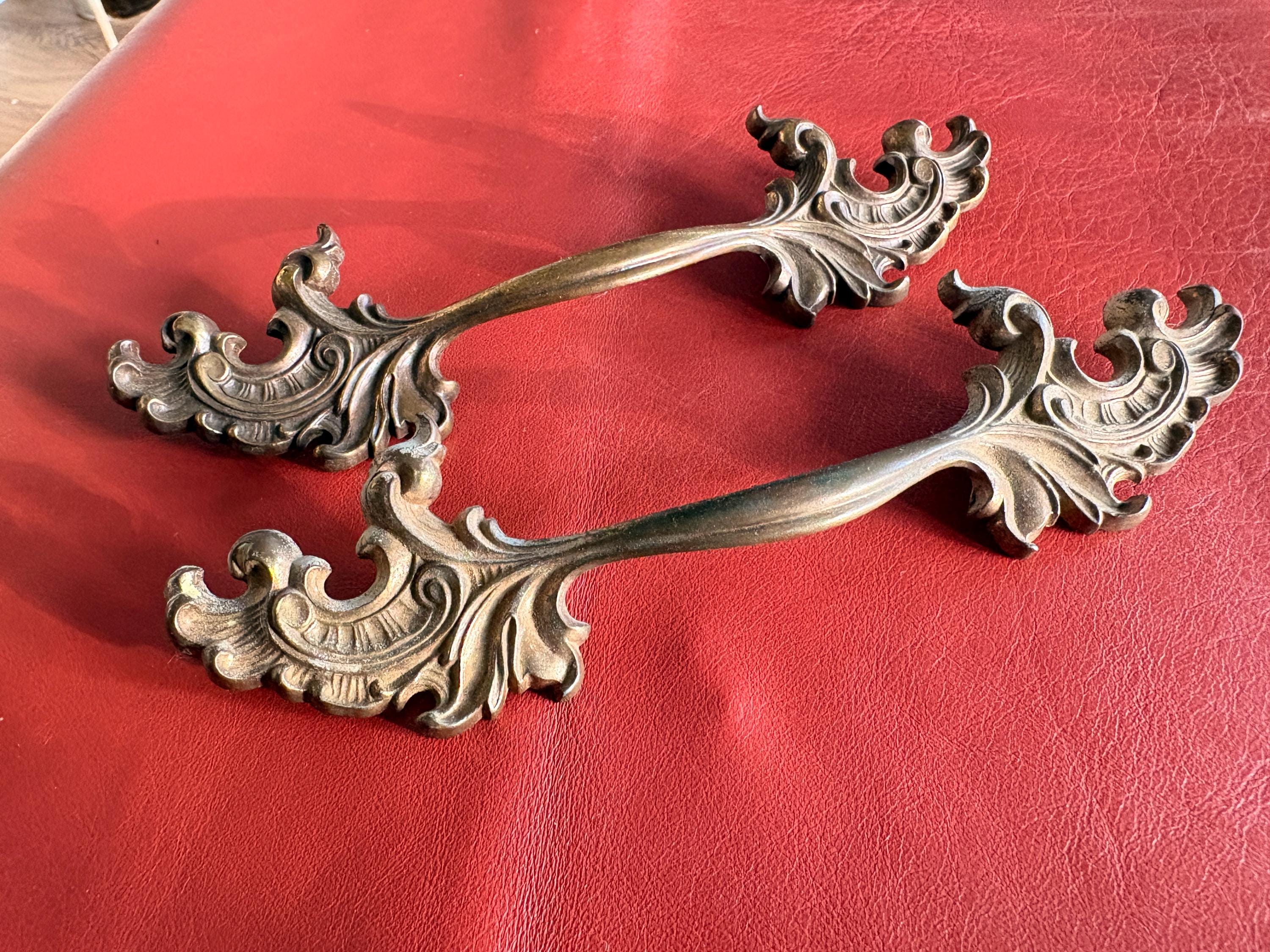 Lot 7 x Vintage Keeler Art Nouveau Ornate Twist Braid Brass Drawer