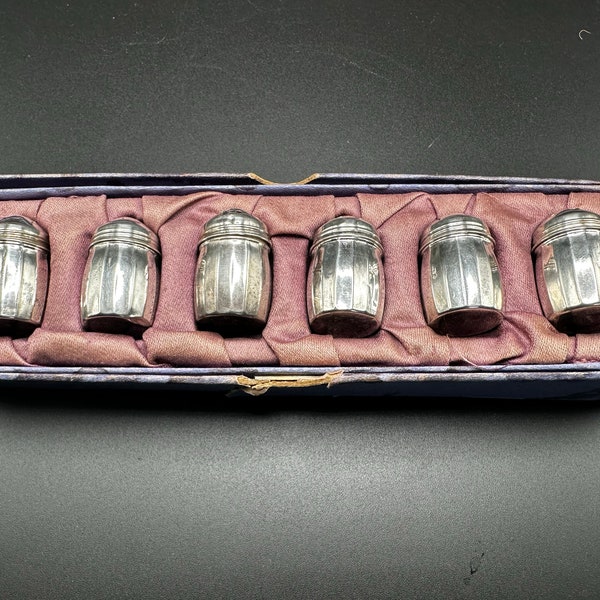 Vintage lot of 6 Sterling Silver Salt and Pepper Shakers in Original Box