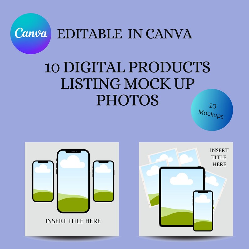 Mockup Templates for Etsy Customizable Canva Templates Etsy Shop