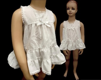 Vintage 70s 24 mo girls toddler full slip white cotton poly Her Majesty dress up princess special occasion
