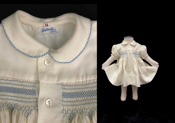 Vintage 50s 3-6 mo baby girl dress Harrods London… - image 1