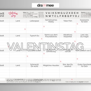 City Country Valentine&#39;s Day - Couple Game Quiz Gift for Couples (A4 Print Template PDF)