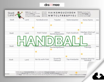 Stadt Land Handball: Fan-Edition Quiz Geschenk für Handballfans (A4 Druckvorlage PDF)