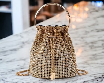 Diamond Bucket Bag for Women 2023 New Rhinestones Bling Shoulder Bags fashionTote Handbag Luxury Design Purse Crossbody Bag