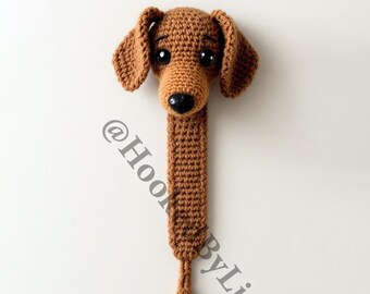 Marque-page chien teckel au crochet, marque-page chien mignon, cadeau teckel, cadeau pour les amoureux des chiens, cadeau rat de bibliothèque, marque-page 3D chien, marque-page fabriqué à la main