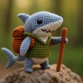 Tiny Explorer Shark Plush – Handmade Crochet Hiker with Backpack, Miniature Ocean Gift, Kawaii Adventure Amigurumi – HookedByLia product logo