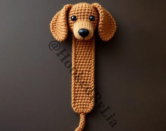 Marque-page teckel au crochet, marque-page chien mignon, cadeaux pour les amoureux des chiens, accessoire de livre fait main, marque-page chien 3D, cadeau lecture amusante, chien au crochet