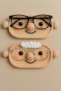 Grandparents Eyeglasses Holder – Handmade Crochet Eyeglass Stand, Cute Couple Face Organizer, Funny Desk Decor – 7" Wide – HookedByLia product logo