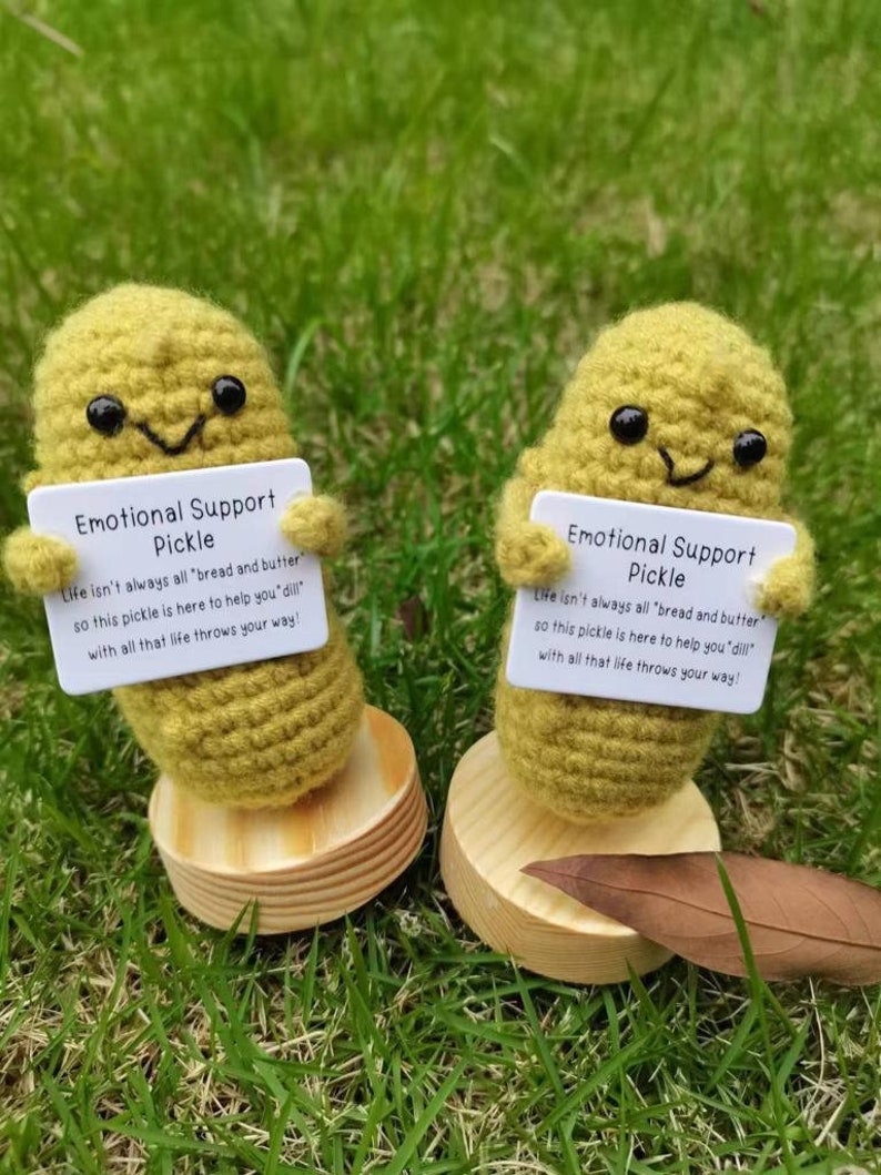 Handmade Crochet Emotional Support Pickles Mental Health Gift Etsy