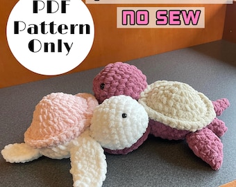 Crochet Pattern: Mini No-Sew Turtle Plush, Easy Amigurumi (PDF Download)