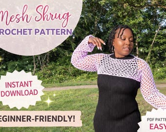 Crochet Shrug Pattern, Mesh Lace Sweater Top PDF Pattern