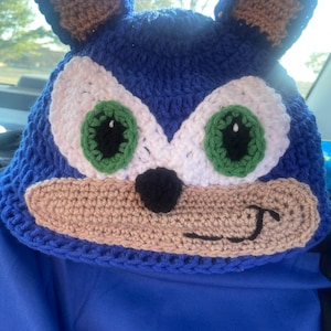 Sonic Hedgehog Crochet Pattern Blue Speedhog Hat Crochet Fast Hedgehog Car Accessory Crochet Head Seat Cover