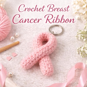 Schema portachiavi all'uncinetto con nastro per cancro al seno (download PDF)